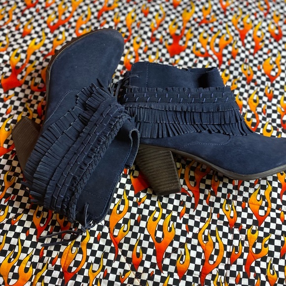 💙Navy leather ankle boots💙 - Picture 7 of 12